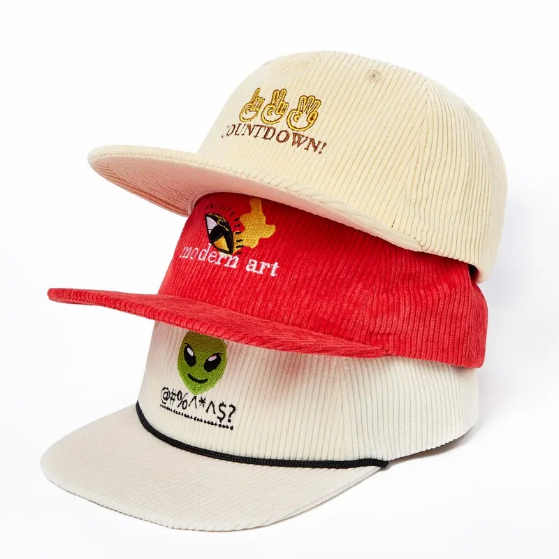 Großhandel Custom Cord Corder 3D Stickerei Snapback Hut Snapback Cap