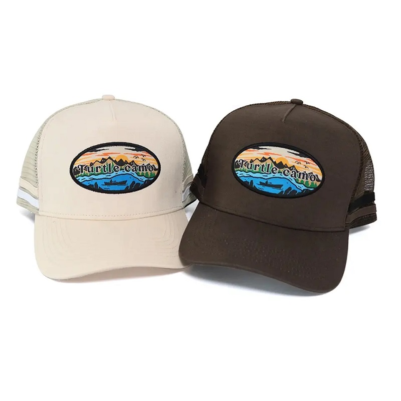 Klassiker Custom Custom High Crown Australia Country Acryl 5 Panel 3D Sticked Logo Side 2 Stripe Trucker Hat Mesh Caps