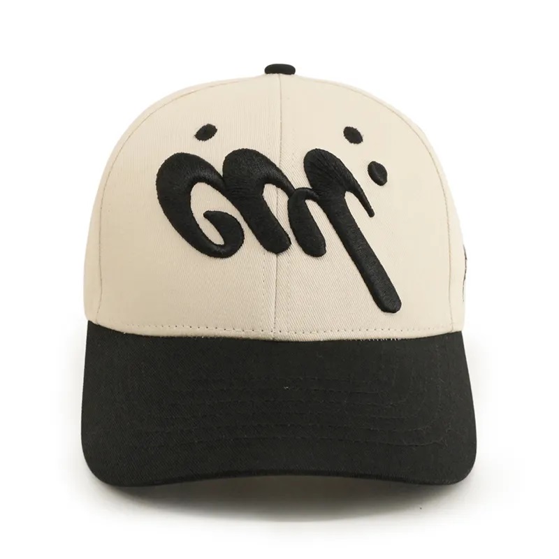 Custom Unisex Two Tone Baseball Hat 3D Sticklogo 6 Panel gebogene Krempe Baseballkappe