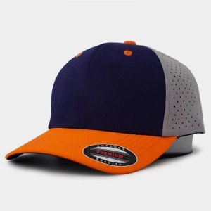 Benutzerdefinierte hochwertige 6 -Panel -Sticklogo gebogene Bill Perforated Dad Hut, wasserfestes Laser -Schnittloch -Seil Baseballkappe
